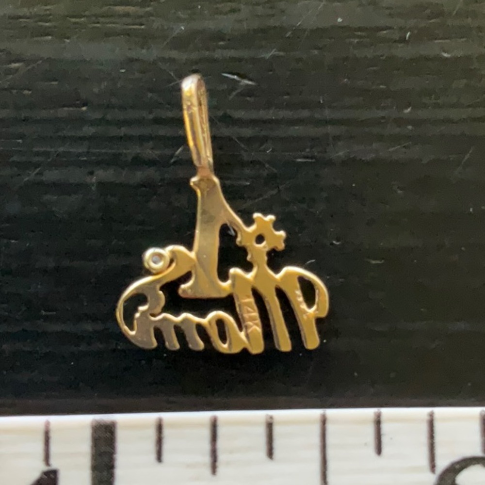 14kt Solid Gold #1 Mom Charm With Tiny Diamond Ac… - image 2